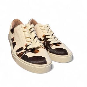 Frye women’s Ivy Calf Hair Cow Print Leather Low-Top Sneakers Size 9